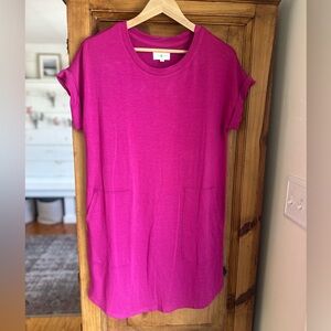Lou & Grey Magenta Short Sleeve Pocket Dress XS